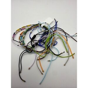 Lot of 10 Seed Bead Cord Bracelets Adjustable Sliding Knot Boho Friendship Stack